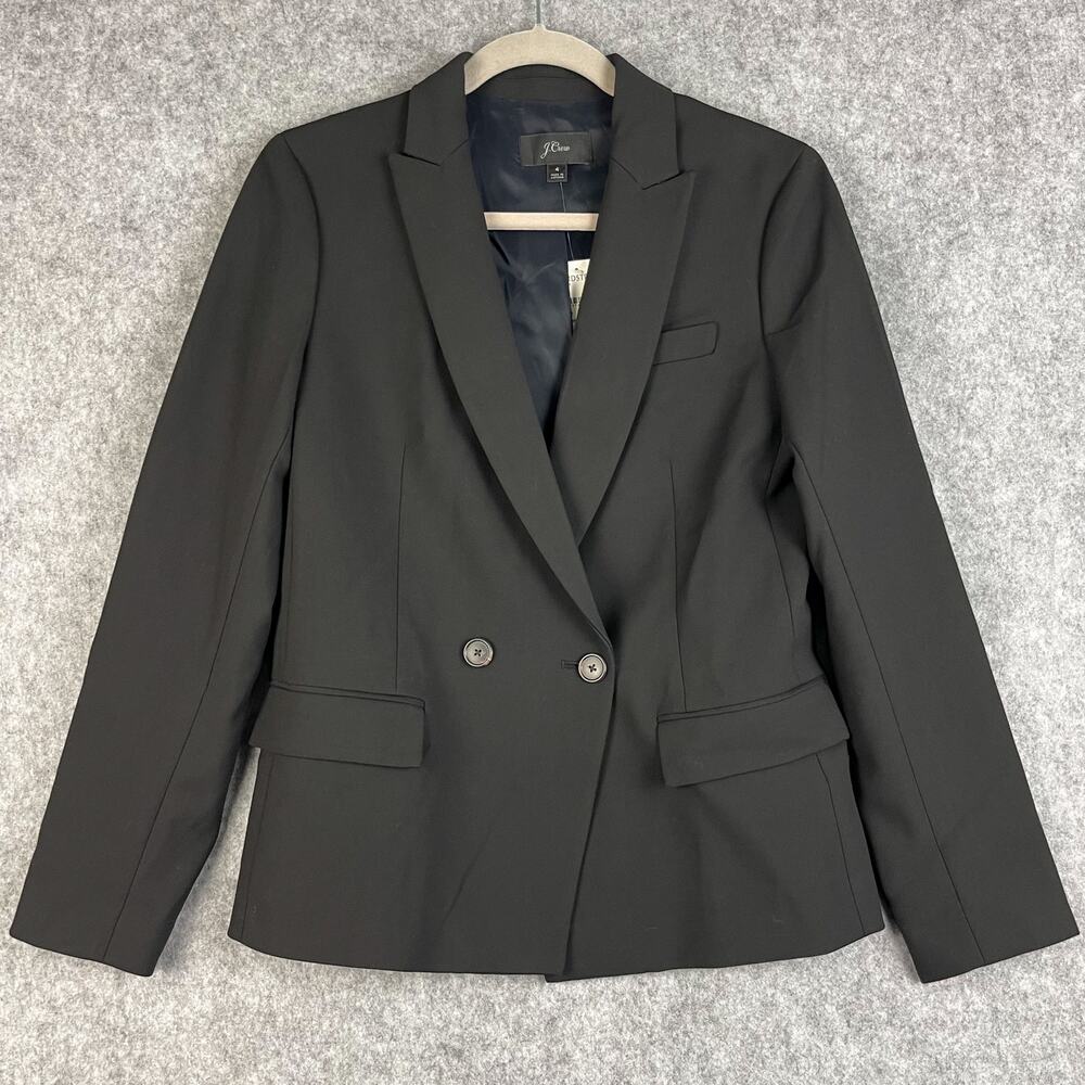 J.Crew Dover Blazer Womens 4 Black Double Breasted Stretch Preppy‎ $198 NWT